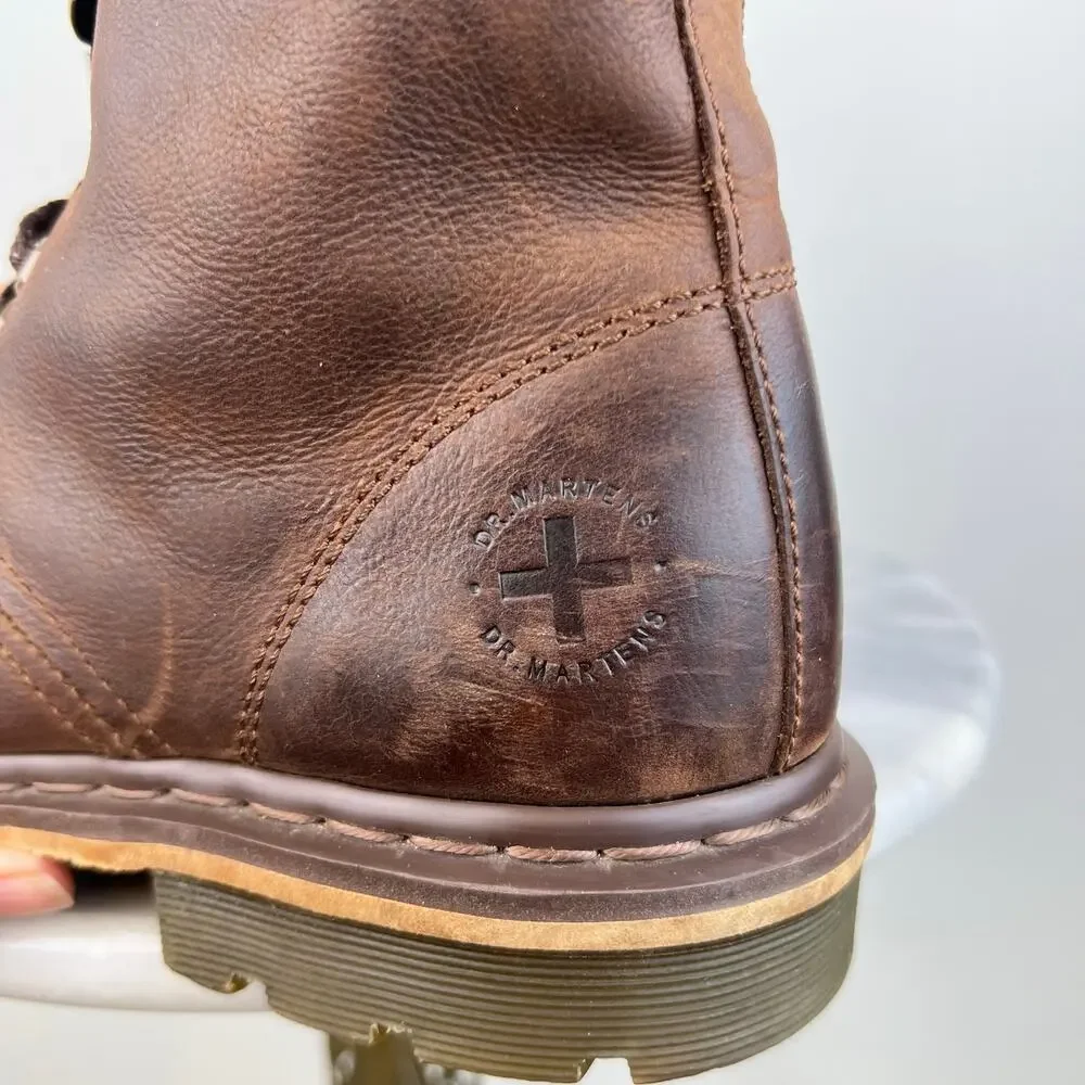 Dr. Martens Pier Brown Leather Lace Up Combat Boots Mens Size US 10